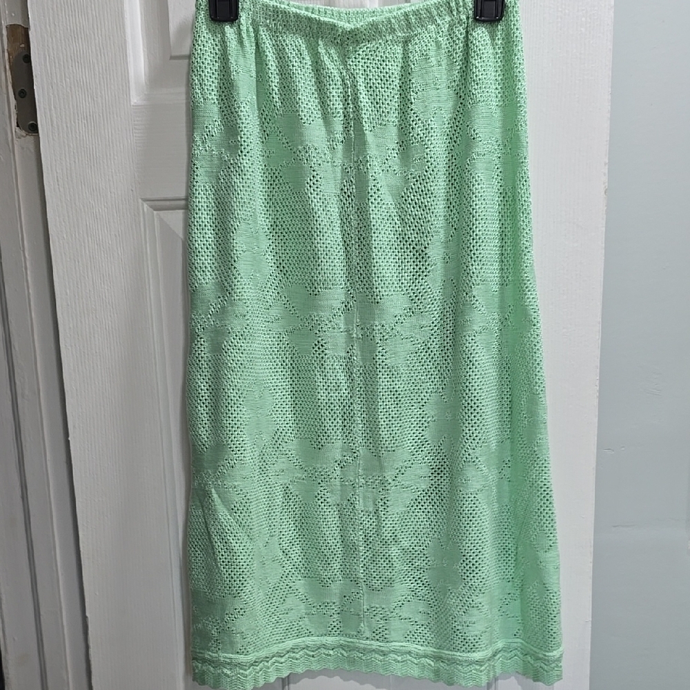 Green Knit Open Cardigan Skirt Set - Picture 7 of 10